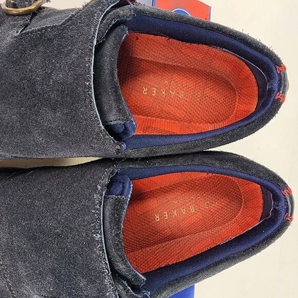 Ted Baker Clippt Double Monk Strap Shoes US 10 Black/Navy Suede Dress Derby Shoe